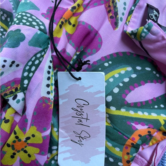 Crystal Sky Juniors’ Puff-Sleeve Tie-Back Jungle Print Dress Large NWT’s - Picture 14 of 14